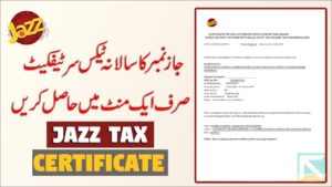 Jazz Tax Certificate - KLA Pakistan